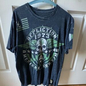 Affliction American Customs Tee in Black and Green